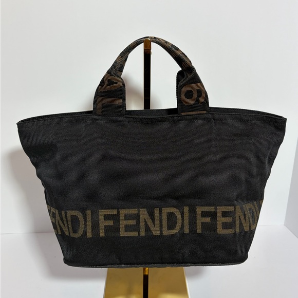 Fendi Handbags - Fendi Black Tote with Brown Lettering